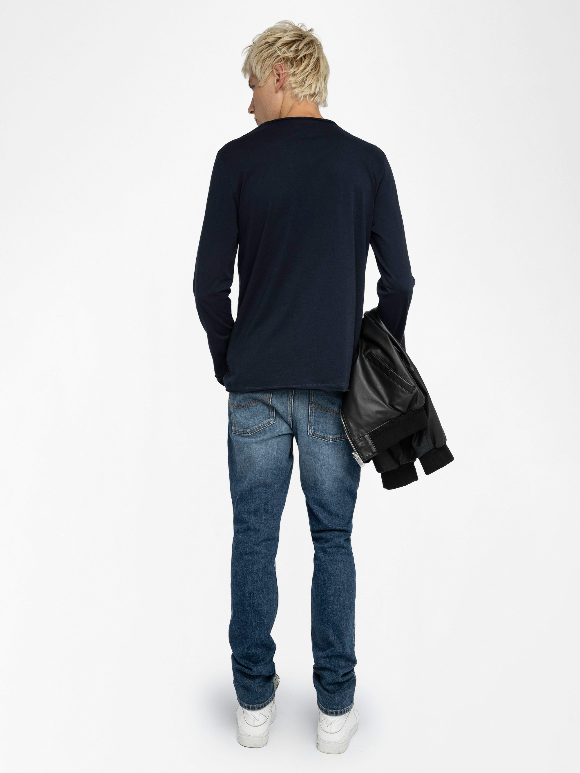 Henley-Shirt Monastir - T-Shirt mit tunesischem Kragen aus Baumwolle.